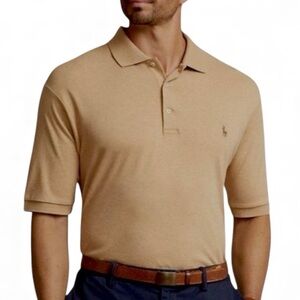 Ralph Lauren POLO  Big & Tall Pique Polo Dark Tan with Pony Logo Normcore Si…